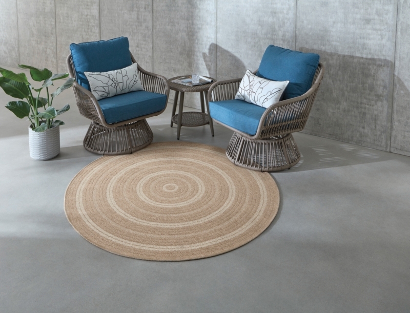 Area Rug Round Monochrome Trellis Pattern Modern Boho Patio Design