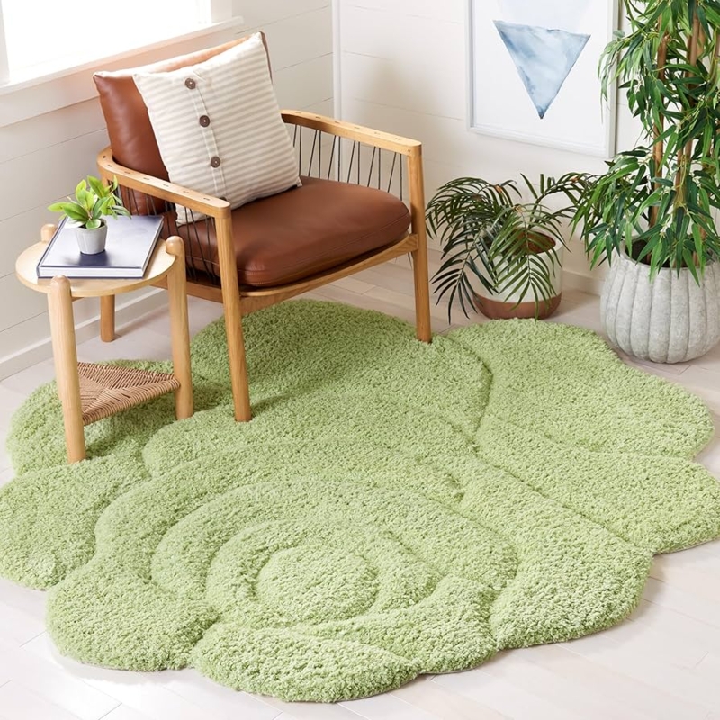 Area Rug Round Sage Green Botanical Floral Pattern Traditional