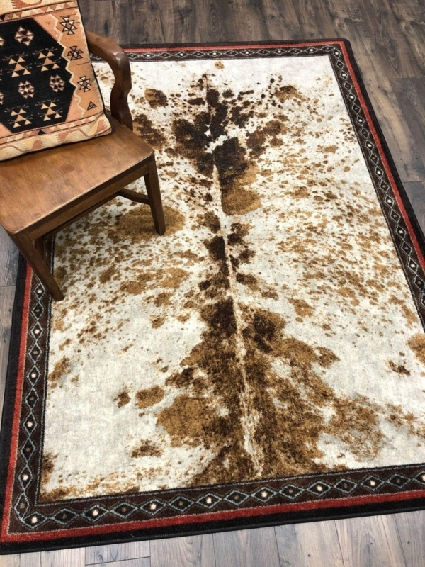 Area Rug Round Shape Brindle Print Printed Pattern Low Pile Rug