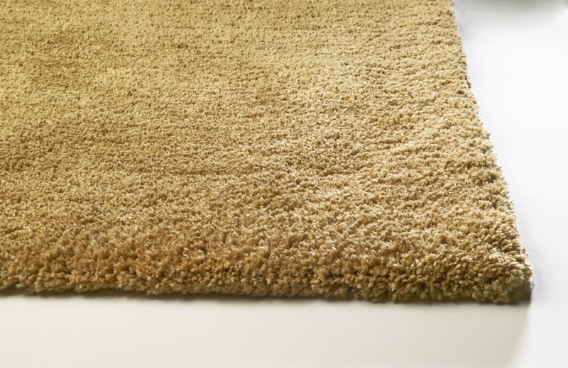 Area Rug Round Shape Shag High Pile Mustard Yellow Minimalist Decor