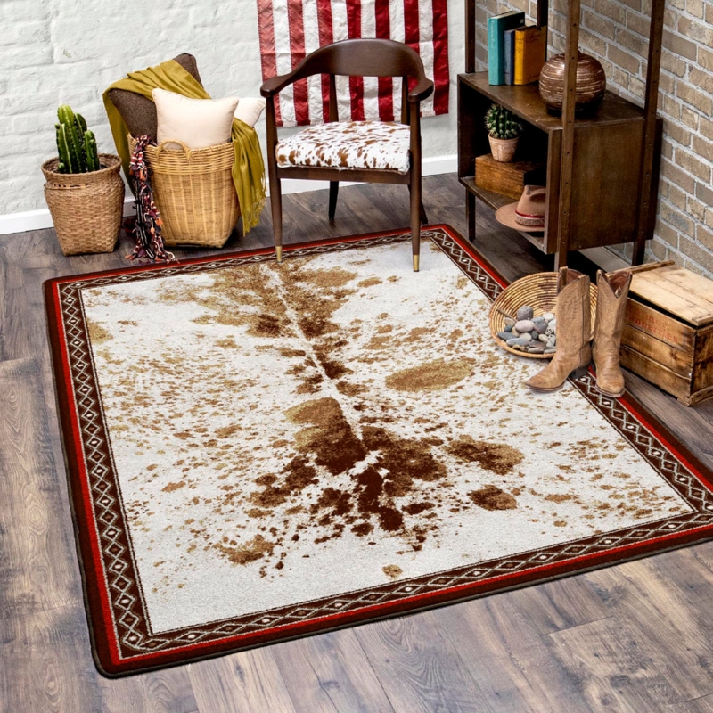 Area Rug Runner Dimensions Brindle Cowhide Pattern Matte Finish Rug