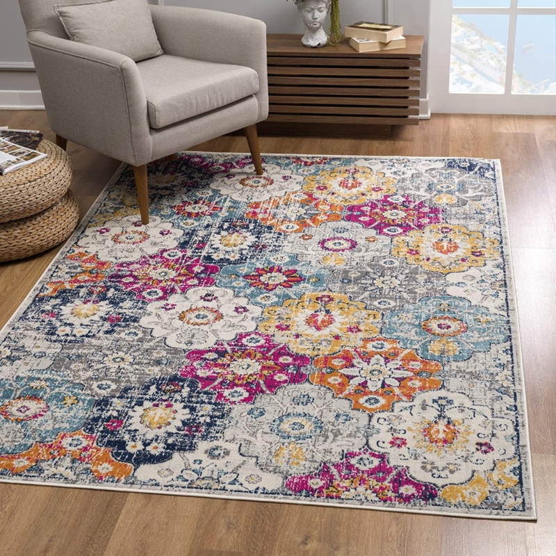 Area Rug Rust Floral Motif Flatweave Dhurrie Traditional Floor Decor