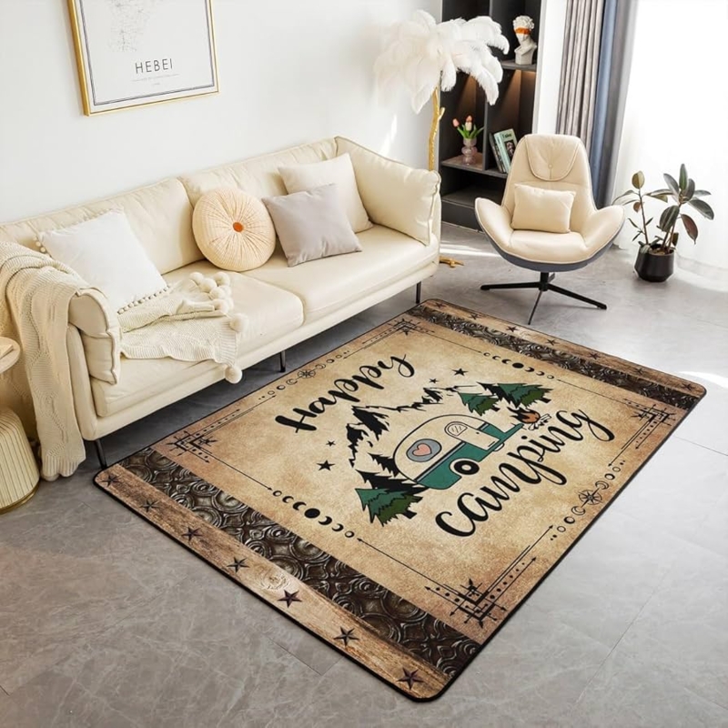 Area Rug Rustic Farmhouse Camper Graphic Barn Door Print