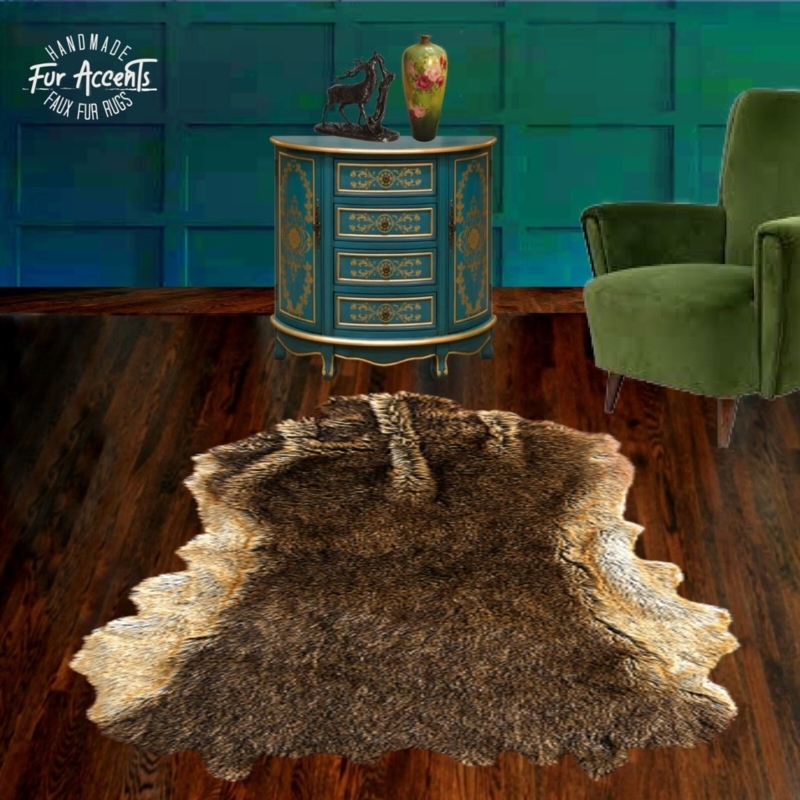 Area Rug Rustic Faux Fur Deerskin Print Handmade Appearance Organic