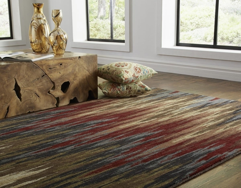 Area Rug Rustic Living Room Ikat Diamond Crimson Black