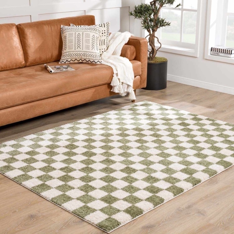 Area Rug: Sage Green Plush Texture Traditional Transitional Style