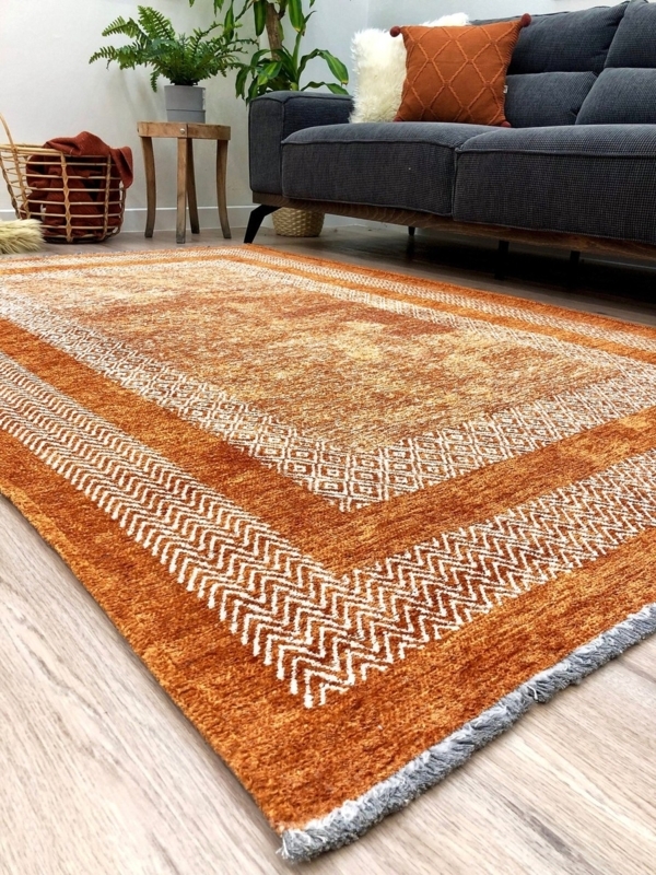 Area Rug: Scandinavian Geometric Line Pattern, Flatweave Washable Decor