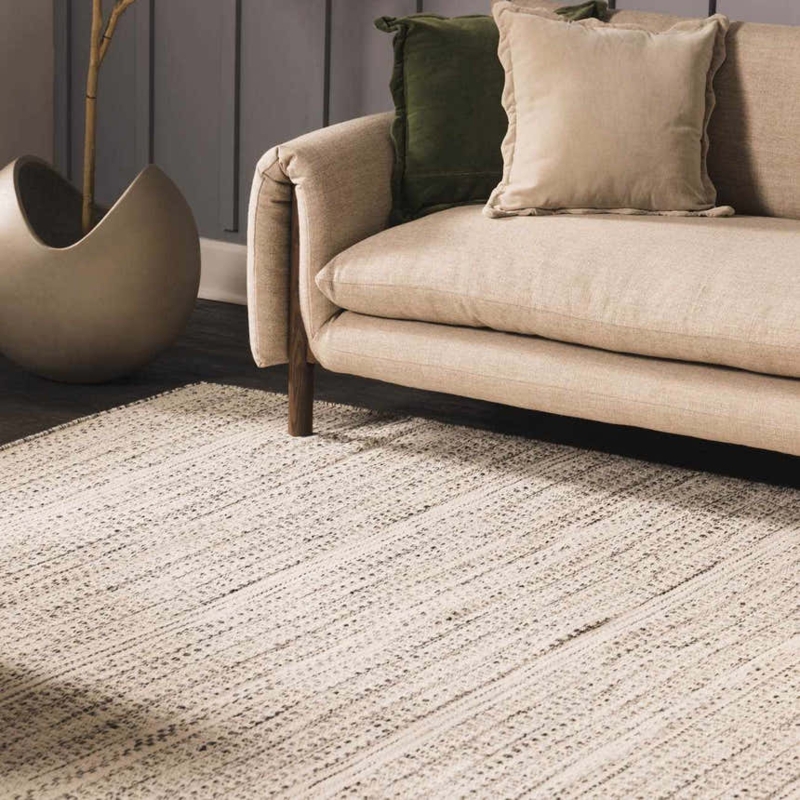 Area Rug Scandinavian High Contrast Broken Stripe Wool Flatweave