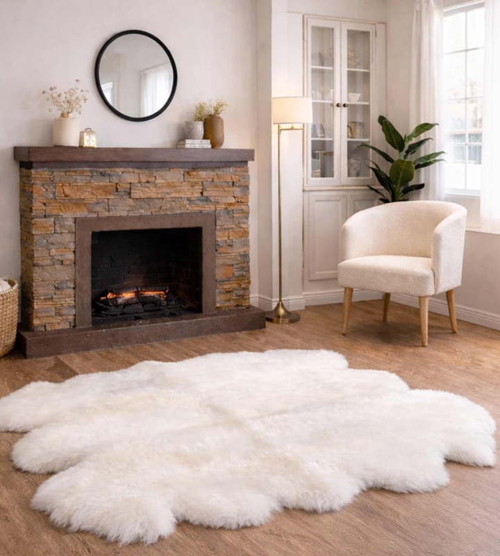 Area Rug: Sexto Multi Pelt Ivory Sheepskin for Layered Styling