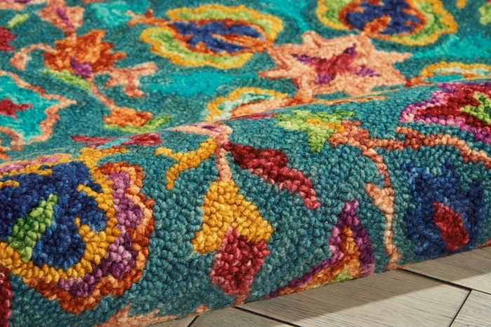 Area Rug Shabby Chic Turquoise Distressed Pattern Medallion Motif