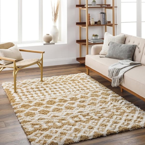 Area Rug Shag Texture High Pile Sand Plush Modern Boho Decor