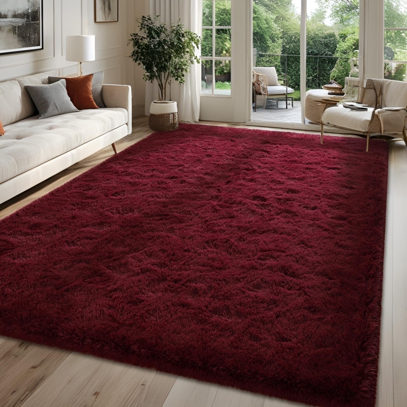 Area Rug Shaggy Texture High Pile Modern Minimalist Decor