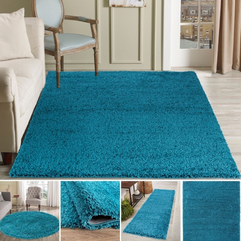 Area Rug Shaggy Texture High Pile Plush Surface Contemporary Minimalist