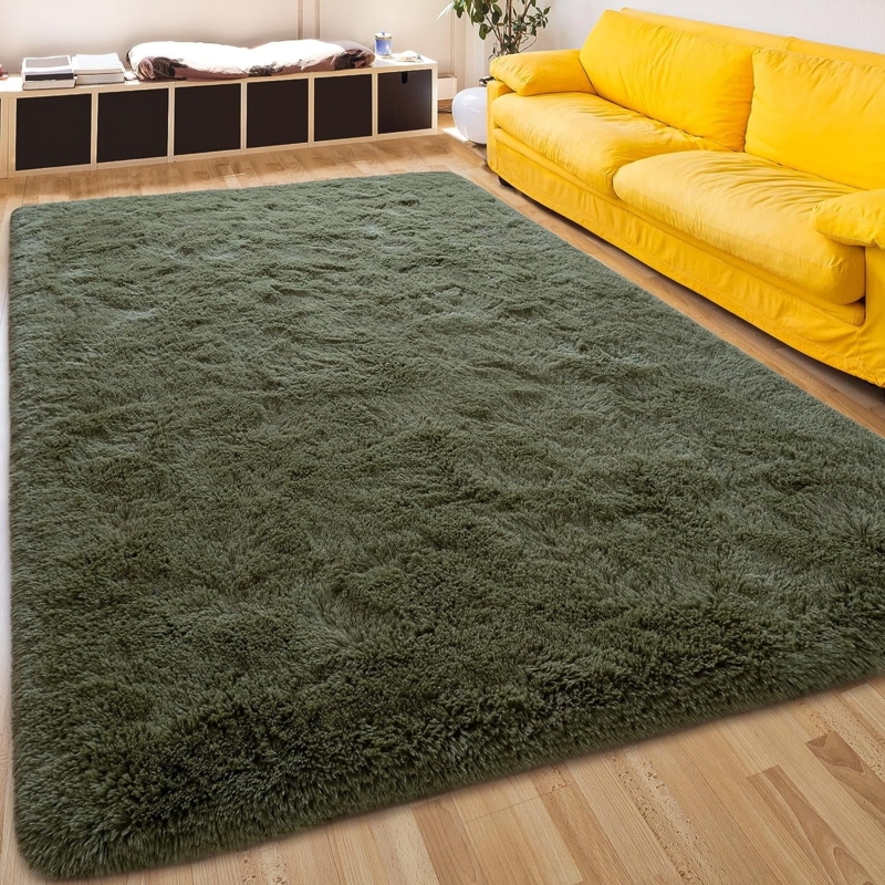 Area Rug Shaggy Texture Plush High Pile Living Room Rug Decor