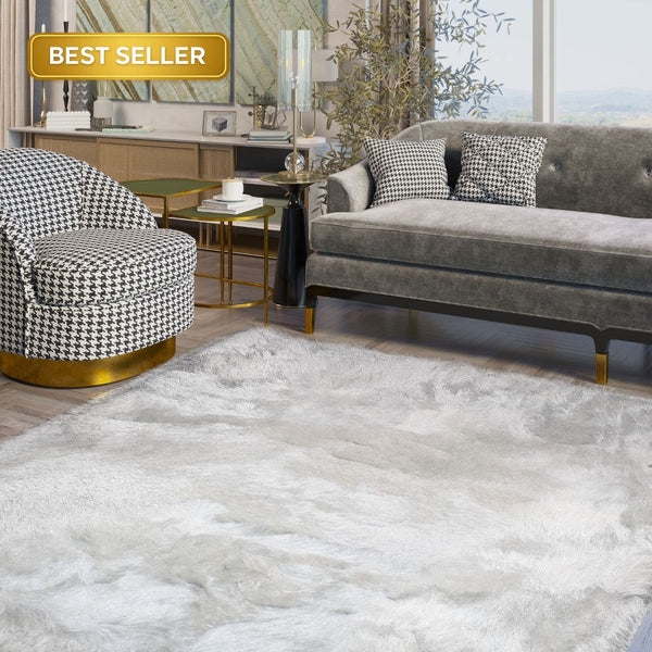 Area Rug Shimmering Fibers High Pile Shag Contemporary Glam Style