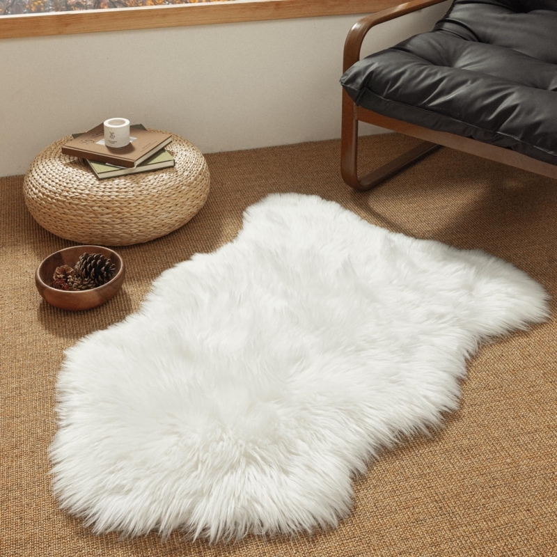 Area Rug Small Faux Fur Sheepskin Scandinavian Chair Throw