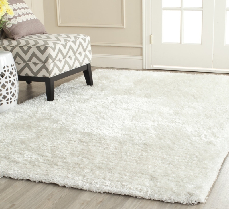 Area Rug Snow White Thick Shag High Pile Contemporary Glam Decor
