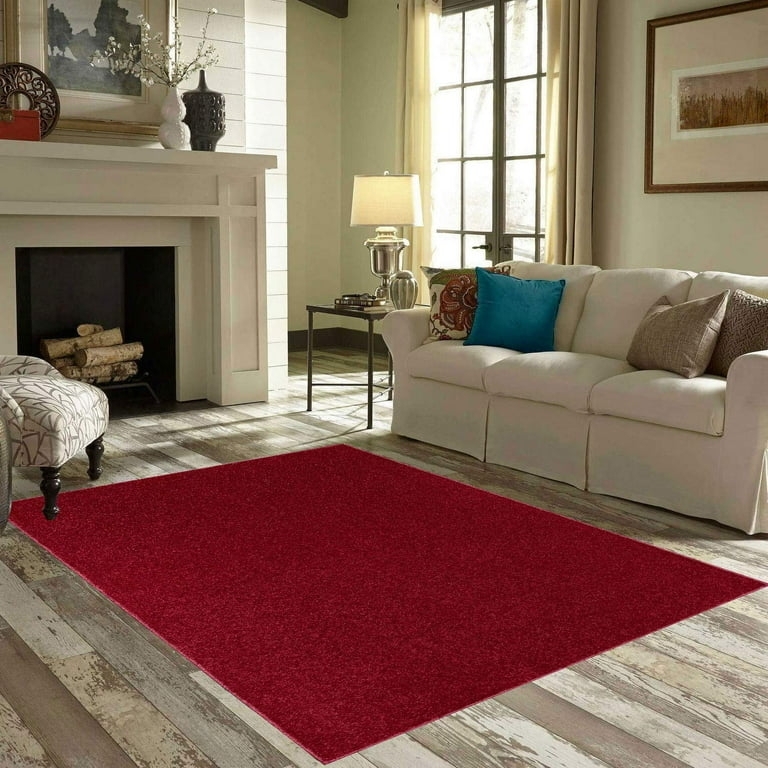 Area Rug Solid Color High Pile Shag Matte Finish Minimalist