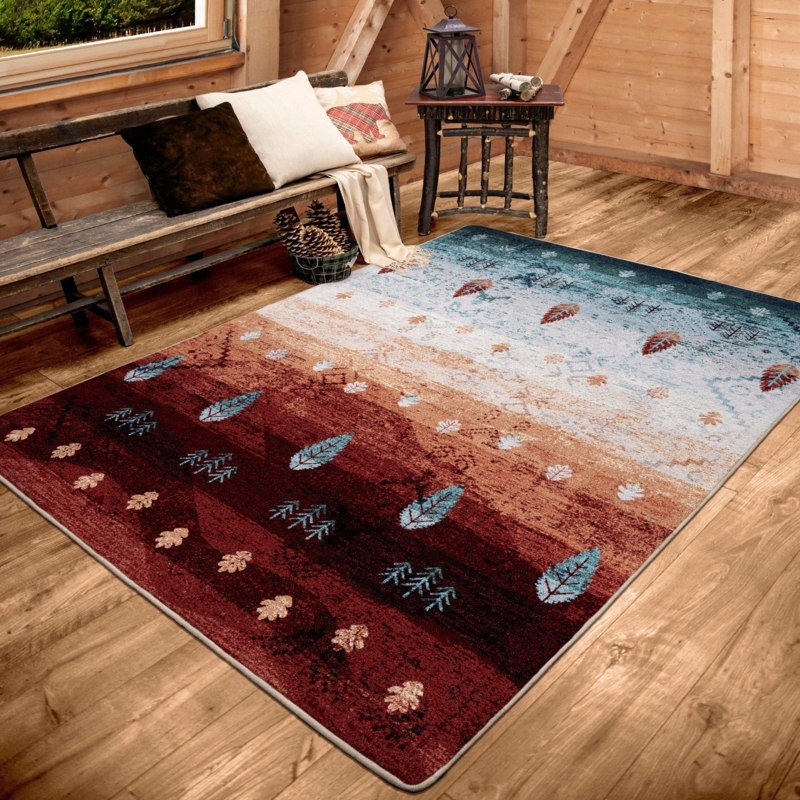 Area Rug Southwestern Rust Palette Geometric Diamond Cabin Decor