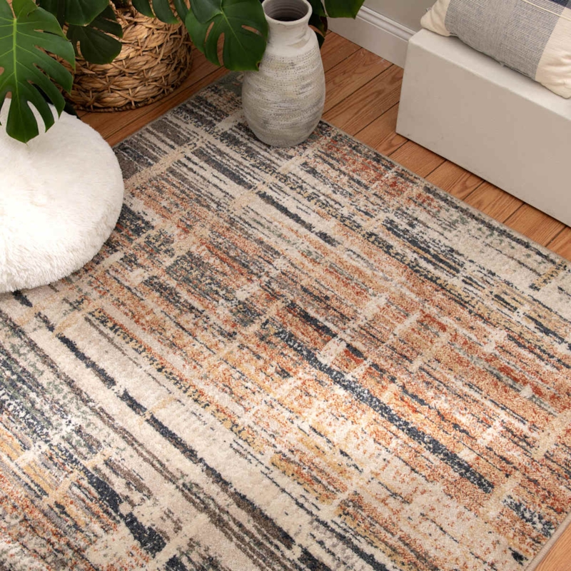 Area Rug Spice Tones Distressed Finish Palatial Pattern Vintage