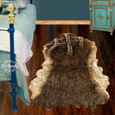 Area Rug Spotted Faux Deerskin Hide Organic Pelt Shape Rustic Decor