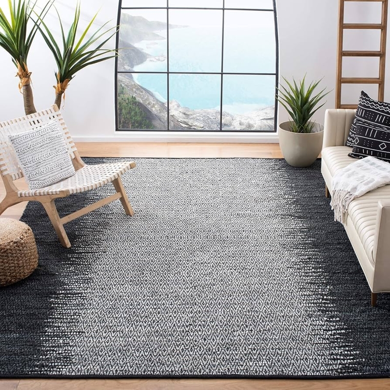 Area Rug Square Distressed Floral Pattern Grey Cream Vintage