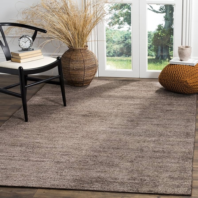 Area Rug Stonewashed Finish Charcoal Distressed Tasseled Fringe