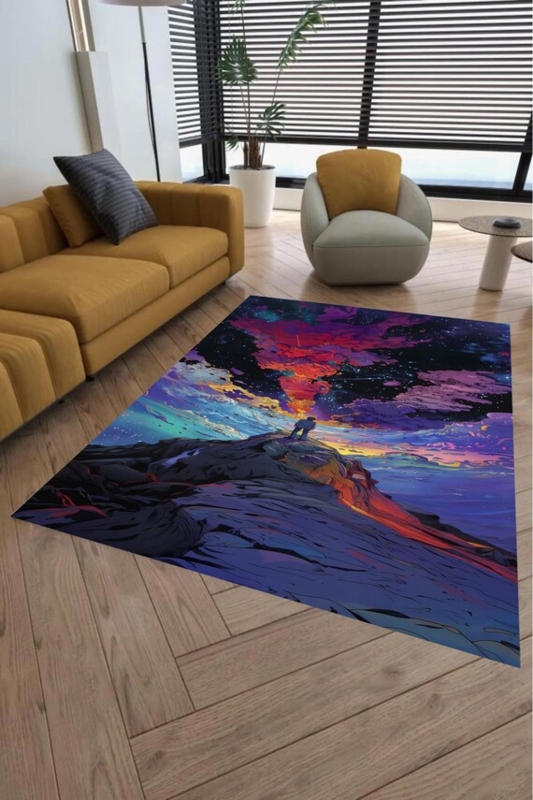 Area Rug Sunset Sky Graphic Mountain Rustic Vibrant