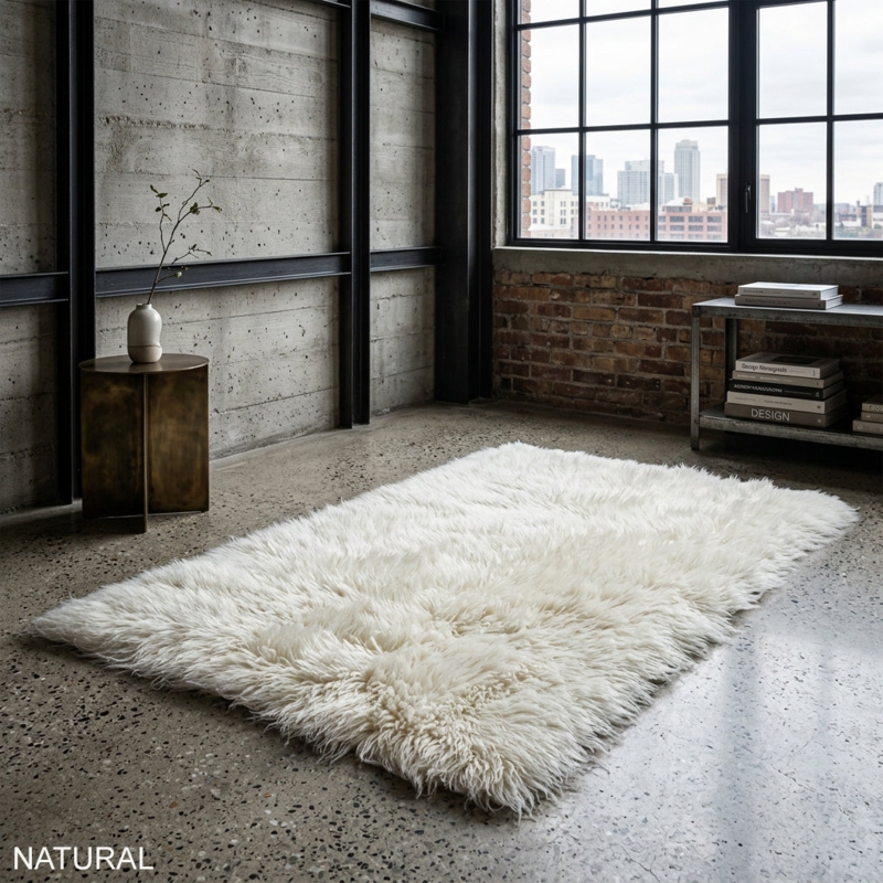 Area Rug Super Thick Flokati Shag 3000 Gram Wool Like Natural Wool