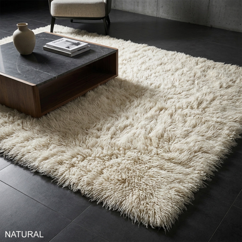 Area Rug Super Thick Plush 3.5 Inch Pile Wool Like Shaggy