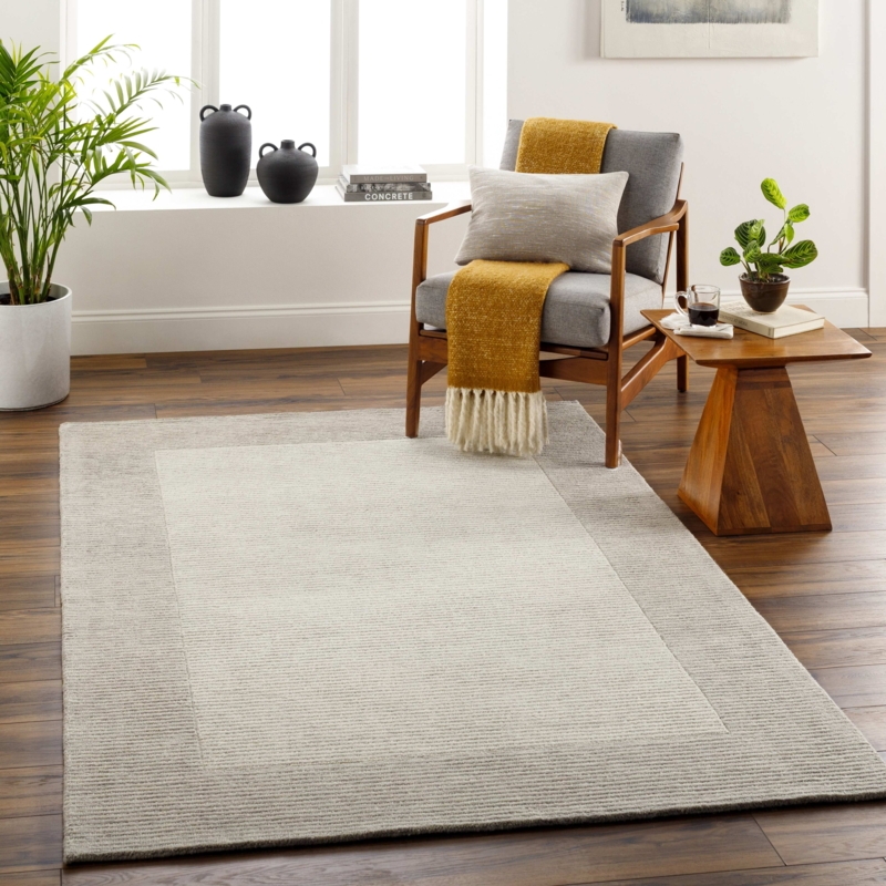 Area Rug Tan Khaki Palette Distressed Geometric Grid Modern Transitional