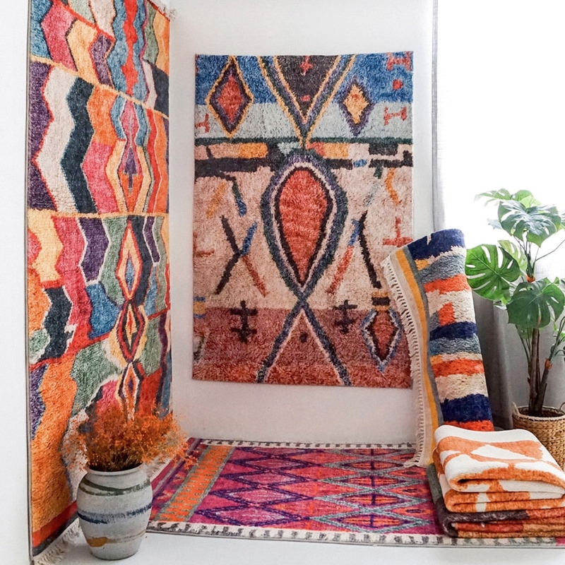 Area Rug Tassel Fringe Eclectic Colorful Accents Plush Bohemian