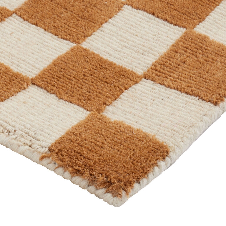 Area Rug: Terracotta And Cedar Diamond Pattern Wool-Like Classic