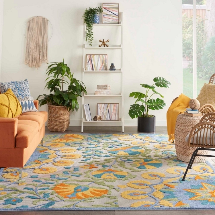 Area Rug Terracotta Palette Distressed Finish Floral Pattern Traditional