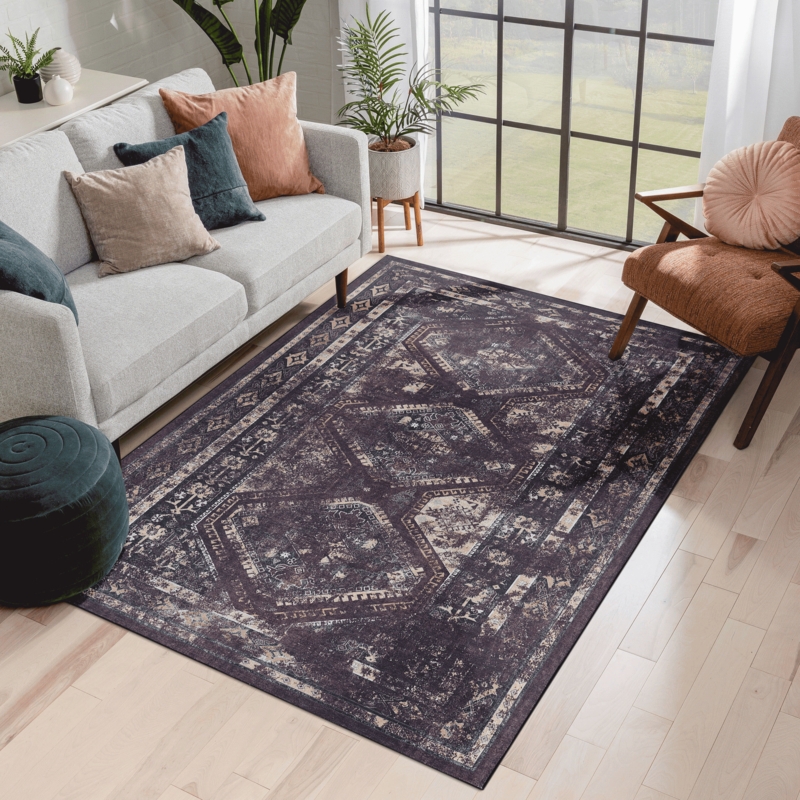 Area Rug, Terracotta Persian Style Medallion, Modern Traditional Accent