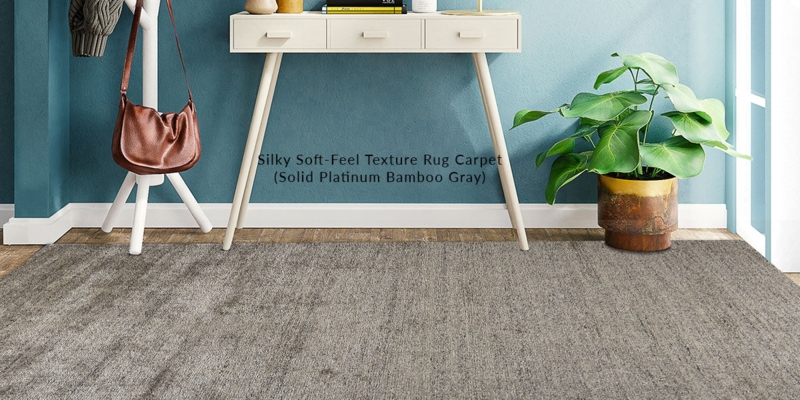 Area Rug Textured Gray Solid Color Minimalist Modern Living Room