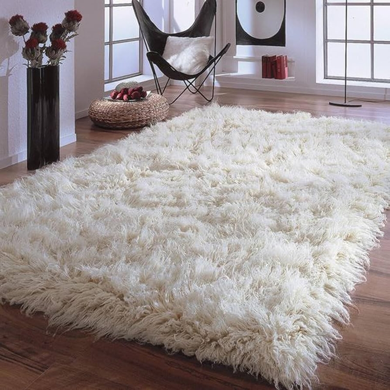 Area Rug Thick 4 Inch Pile Wool Like Flokati Shag Organic Texture