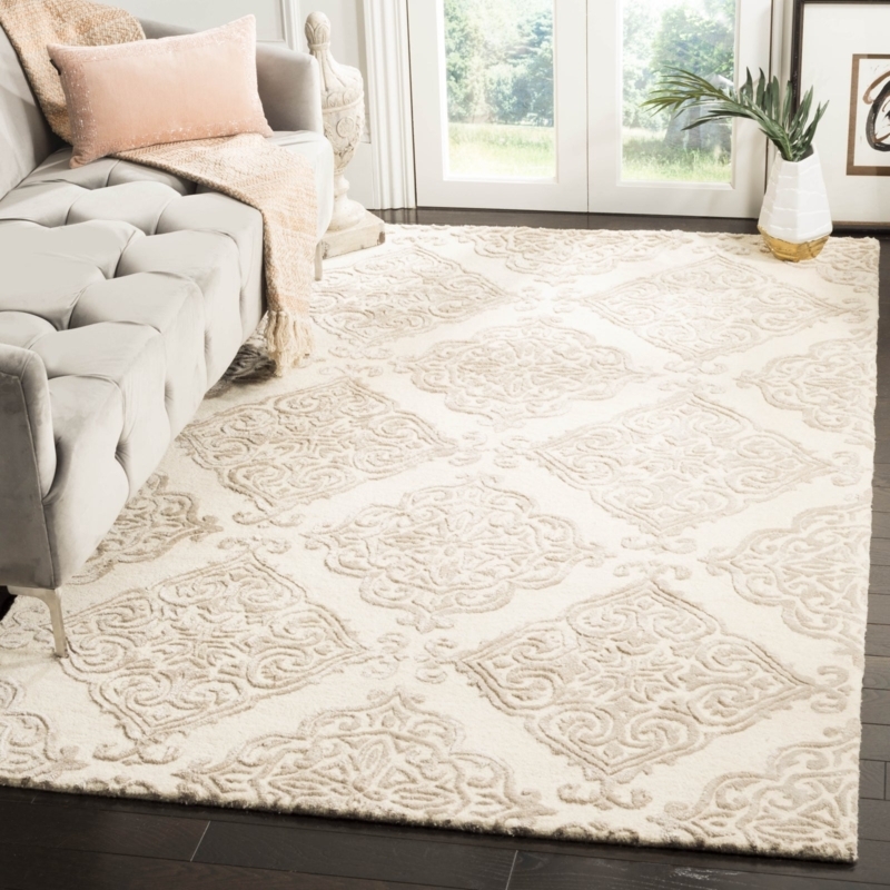Area Rug, Tonal Damask Pattern, Vintage Damask Area Rug Styling