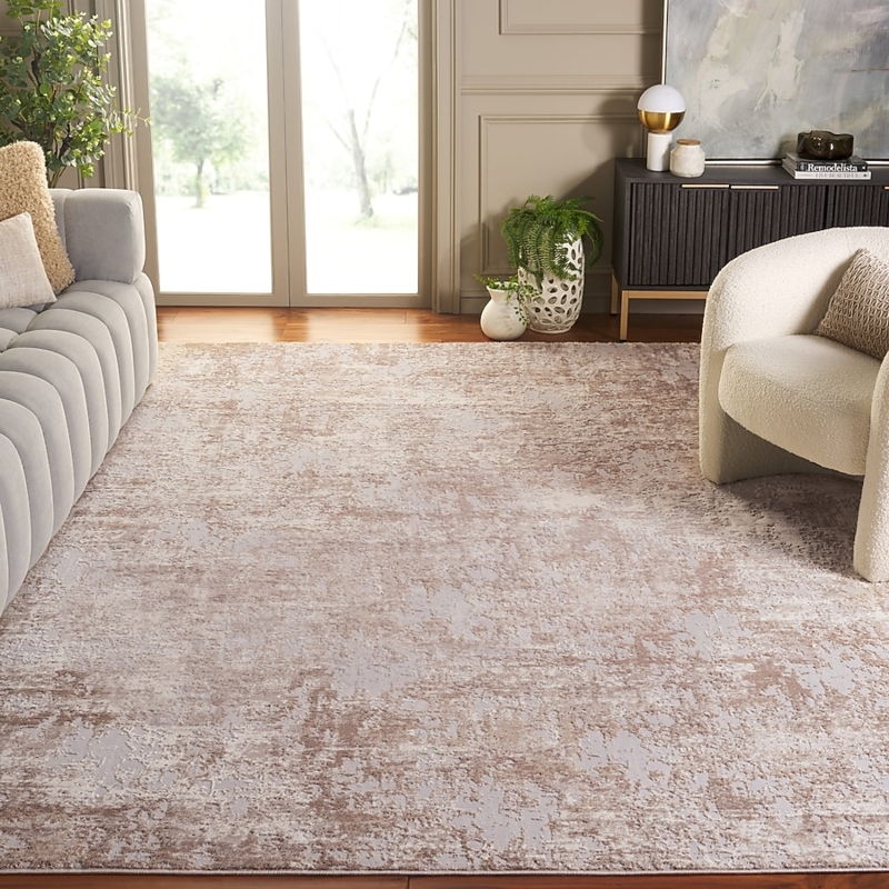 Area Rug Tonal Pattern Sculpted Pile Ivory Taupe