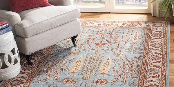 Area Rug Traditional Heritage Oriental Navy Rust Pattern