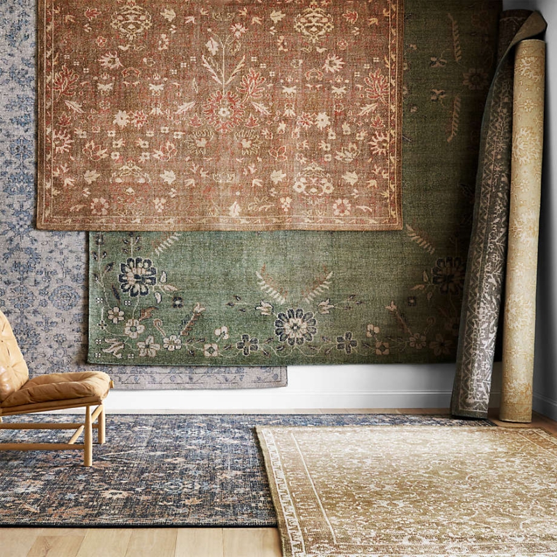 Area Rug Traditional Ivory Botanical Pattern with Border Design