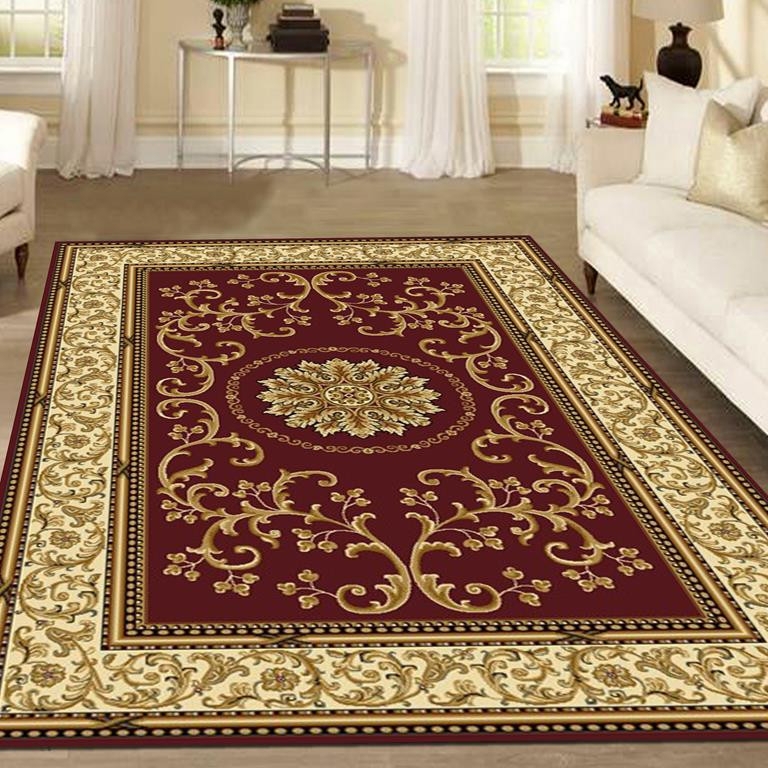 Area Rug Traditional Oriental Floral Motifs Elegant Living Room