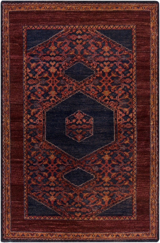 Area Rug Traditional Oriental Medallion Eggplant Burgundy tones