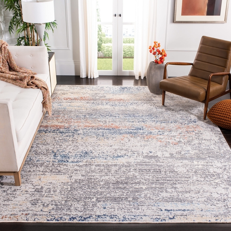 Area Rug Traditional Oriental Navy Border Cream Floral Medallion
