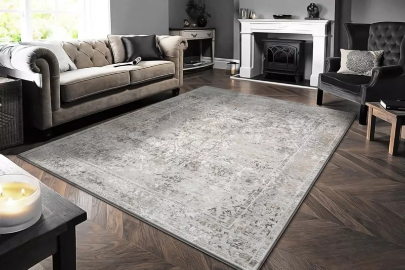 Area Rug Traditional Runner Ivory Rust Accents Distressed Pattern