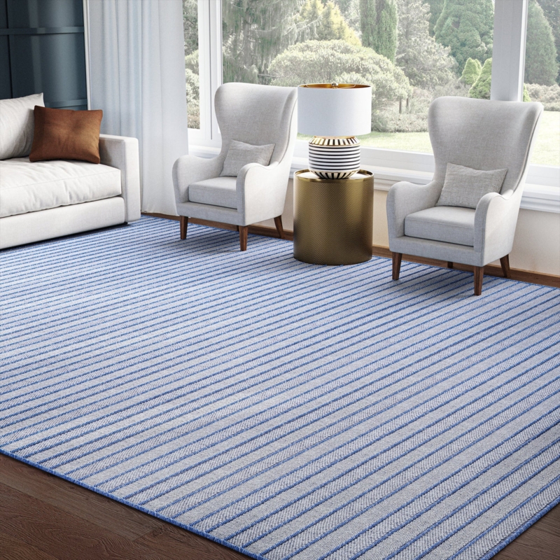 Area Rug Transitional Geometric Line Pattern Cream Black Flat Weave