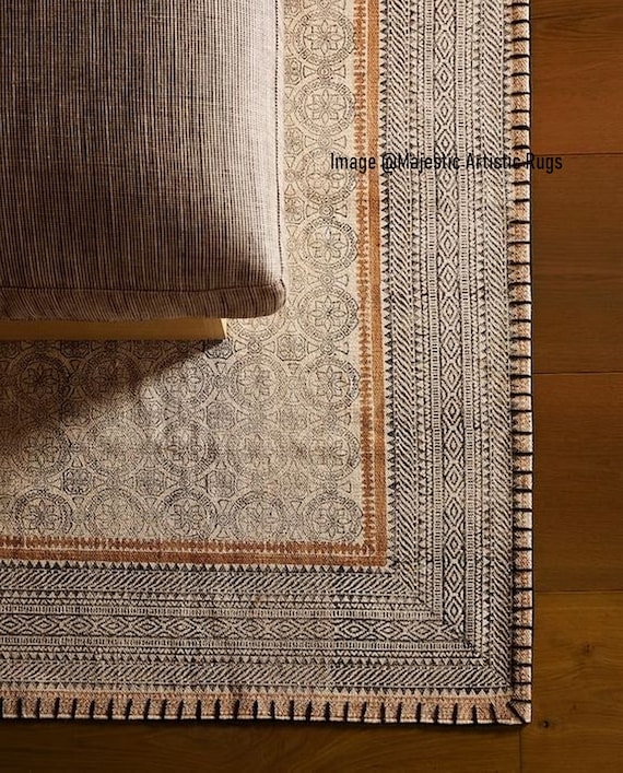 Area Rug Tribal Geometric Flatweave Construction Fringe Trim Cream Teal