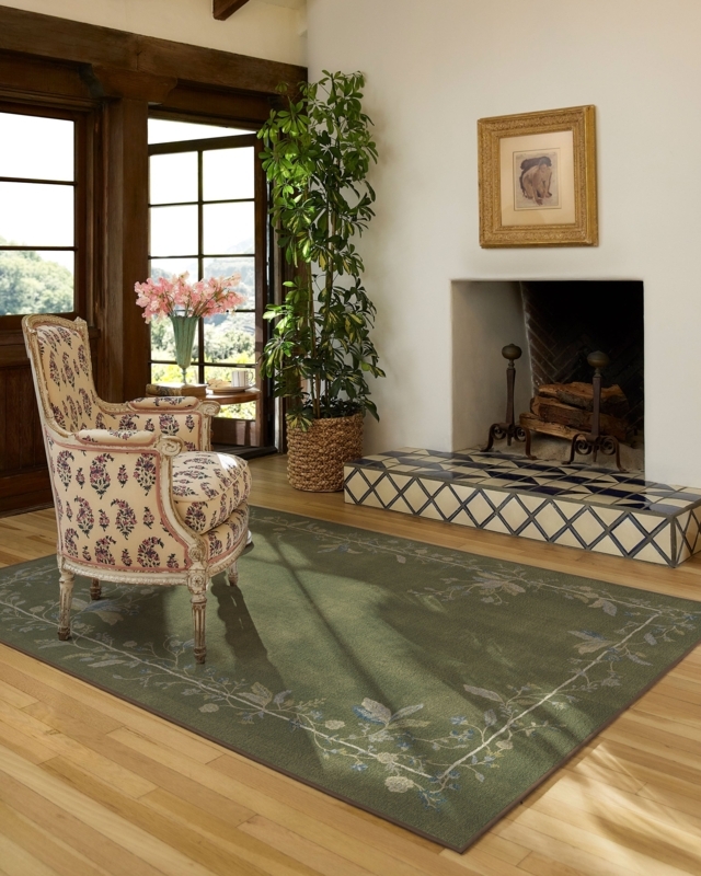 Area Rug, Tufted Texture with Botanical Aesthetic, Transitional Style