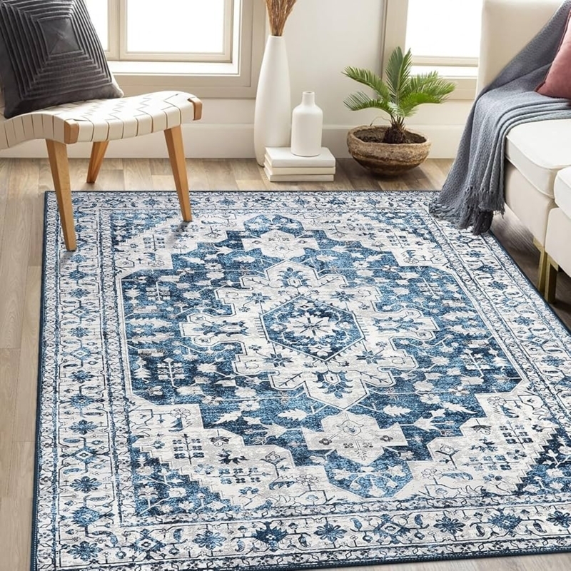Area Rug Ultra Thin Profile Washable Low Pile Carpet