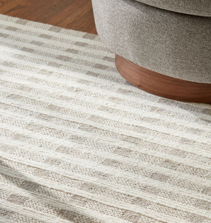 Area Rug Undyed Chunky Weave Hand Loomed Mid Century Modern